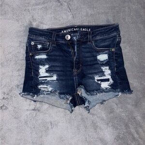 AMERICAN EAGLE patched ripped jean shorts